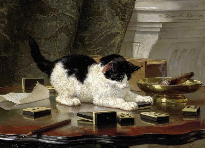 The cat at play (c. 1860 – c. 1878) by Henriëtte Ronner-Knip